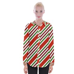 Christmas-color-stripes Womens Long Sleeve Shirt