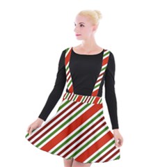 Christmas-color-stripes Suspender Skater Skirt