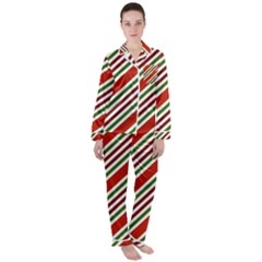 Christmas-color-stripes Women s Long Sleeve Satin Pajamas Set	