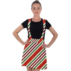 Christmas-color-stripes Velvet Suspender Skater Skirt