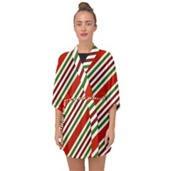 Christmas-color-stripes Half Sleeve Chiffon Kimono