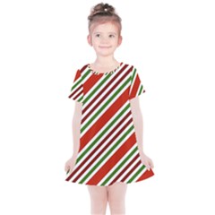 Christmas-color-stripes Kids  Simple Cotton Dress