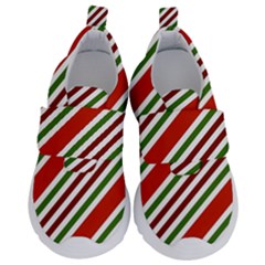 Christmas-color-stripes Kids  Velcro No Lace Shoes