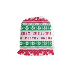 Merry Christmas Ya Filthy Animal Drawstring Pouch (Medium)