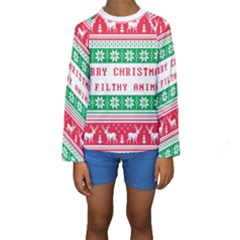 Merry Christmas Ya Filthy Animal Kids  Long Sleeve Swimwear