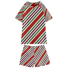 Christmas-color-stripes Kids  Swim T-Shirt and Shorts Set