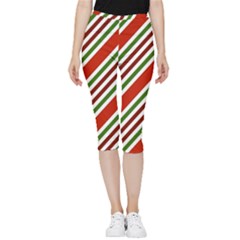 Christmas-color-stripes Inside Out Lightweight Velour Capri Leggings 