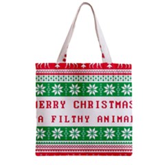 Merry Christmas Ya Filthy Animal Zipper Grocery Tote Bag