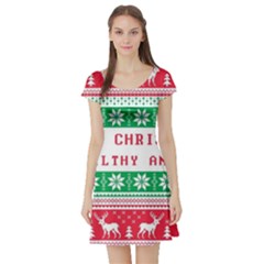 Merry Christmas Ya Filthy Animal Short Sleeve Skater Dress