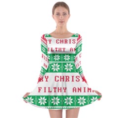 Merry Christmas Ya Filthy Animal Long Sleeve Skater Dress