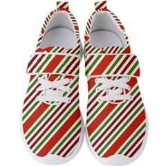 Christmas-color-stripes Men s Velcro Strap Shoes