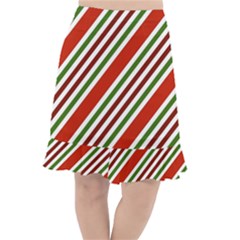 Christmas-color-stripes Fishtail Chiffon Skirt