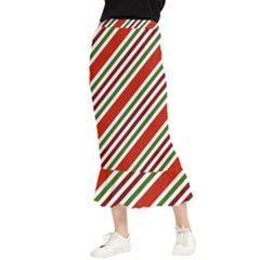 Christmas-color-stripes Maxi Fishtail Chiffon Skirt