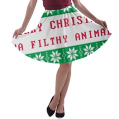 Merry Christmas Ya Filthy Animal A-line Skater Skirt