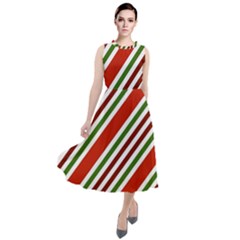 Christmas-color-stripes Round Neck Boho Dress