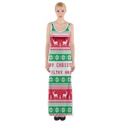 Merry Christmas Ya Filthy Animal Thigh Split Maxi Dress