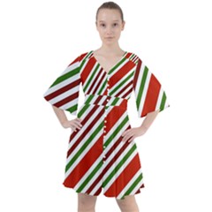 Christmas-color-stripes Boho Button Up Dress