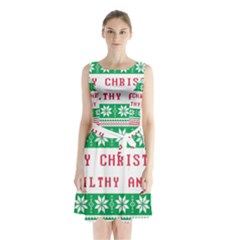 Merry Christmas Ya Filthy Animal Sleeveless Waist Tie Chiffon Dress