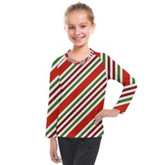 Christmas-color-stripes Kids  Long Mesh T-Shirt