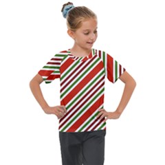 Christmas-color-stripes Kids  Mesh Piece T-Shirt