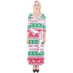 Merry Christmas Ya Filthy Animal Quarter Sleeve Wrap Maxi Dress