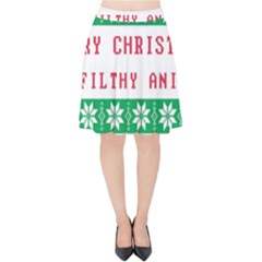 Merry Christmas Ya Filthy Animal Velvet High Waist Skirt