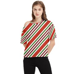 Christmas-color-stripes One Shoulder Cut Out T-Shirt