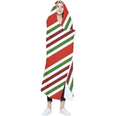 Christmas-color-stripes Wearable Blanket