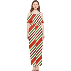 Christmas-color-stripes Draped Sleeveless Chiffon Jumpsuit