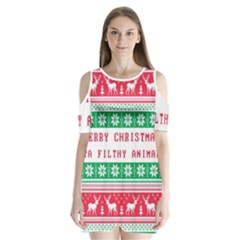 Merry Christmas Ya Filthy Animal Shoulder Cutout Velvet One Piece
