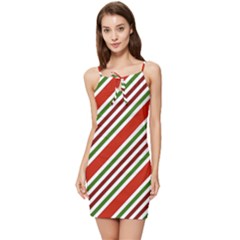 Christmas-color-stripes Summer Tie Front Dress