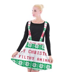 Merry Christmas Ya Filthy Animal Suspender Skater Skirt