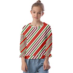 Christmas-color-stripes Kids  Cuff Sleeve Top