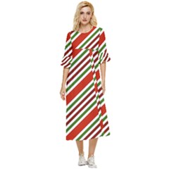 Christmas-color-stripes Double Cuff Midi Dress