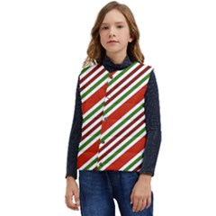 Christmas-color-stripes Kid s Button Up Puffer Vest	