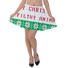 Merry Christmas Ya Filthy Animal Velvet Skater Skirt