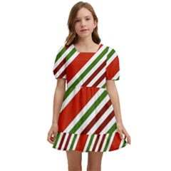 Christmas-color-stripes Kids  Short Sleeve Dolly Dress