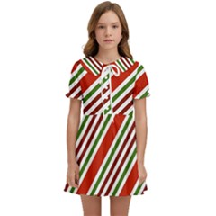 Christmas-color-stripes Kids  Sweet Collar Dress