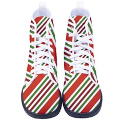 Christmas-color-stripes Men s High-Top Canvas Sneakers