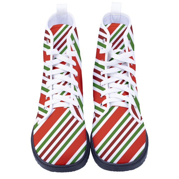 Christmas-color-stripes Men s High-Top Canvas Sneakers