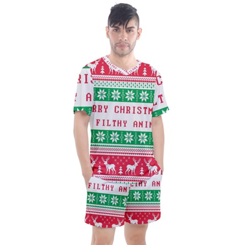 Merry Christmas Ya Filthy Animal Men s Mesh T-shirt And Shorts Set by Grandong