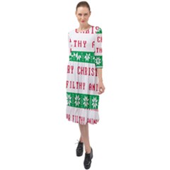Merry Christmas Ya Filthy Animal Ruffle End Midi Chiffon Dress
