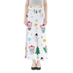 Christmas-seamless-pattern-with-cute-kawaii-mouse Full Length Maxi Skirt by Grandong