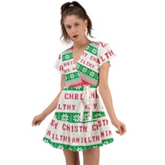 Merry Christmas Ya Filthy Animal Flutter Sleeve Wrap Dress