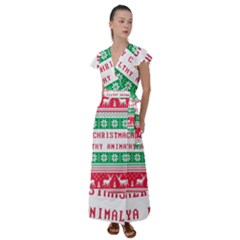 Merry Christmas Ya Filthy Animal Flutter Sleeve Maxi Dress