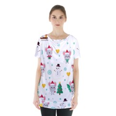 Christmas-seamless-pattern-with-cute-kawaii-mouse Skirt Hem Sports Top by Grandong