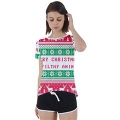 Merry Christmas Ya Filthy Animal Short Sleeve Open Back T-Shirt