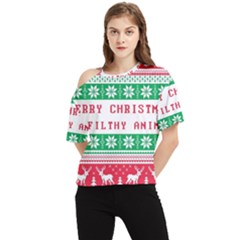 Merry Christmas Ya Filthy Animal One Shoulder Cut Out T-Shirt