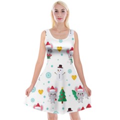 Christmas-seamless-pattern-with-cute-kawaii-mouse Reversible Velvet Sleeveless Dress by Grandong