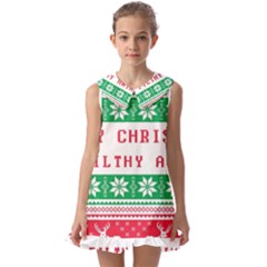 Merry Christmas Ya Filthy Animal Kids  Pilgrim Collar Ruffle Hem Dress